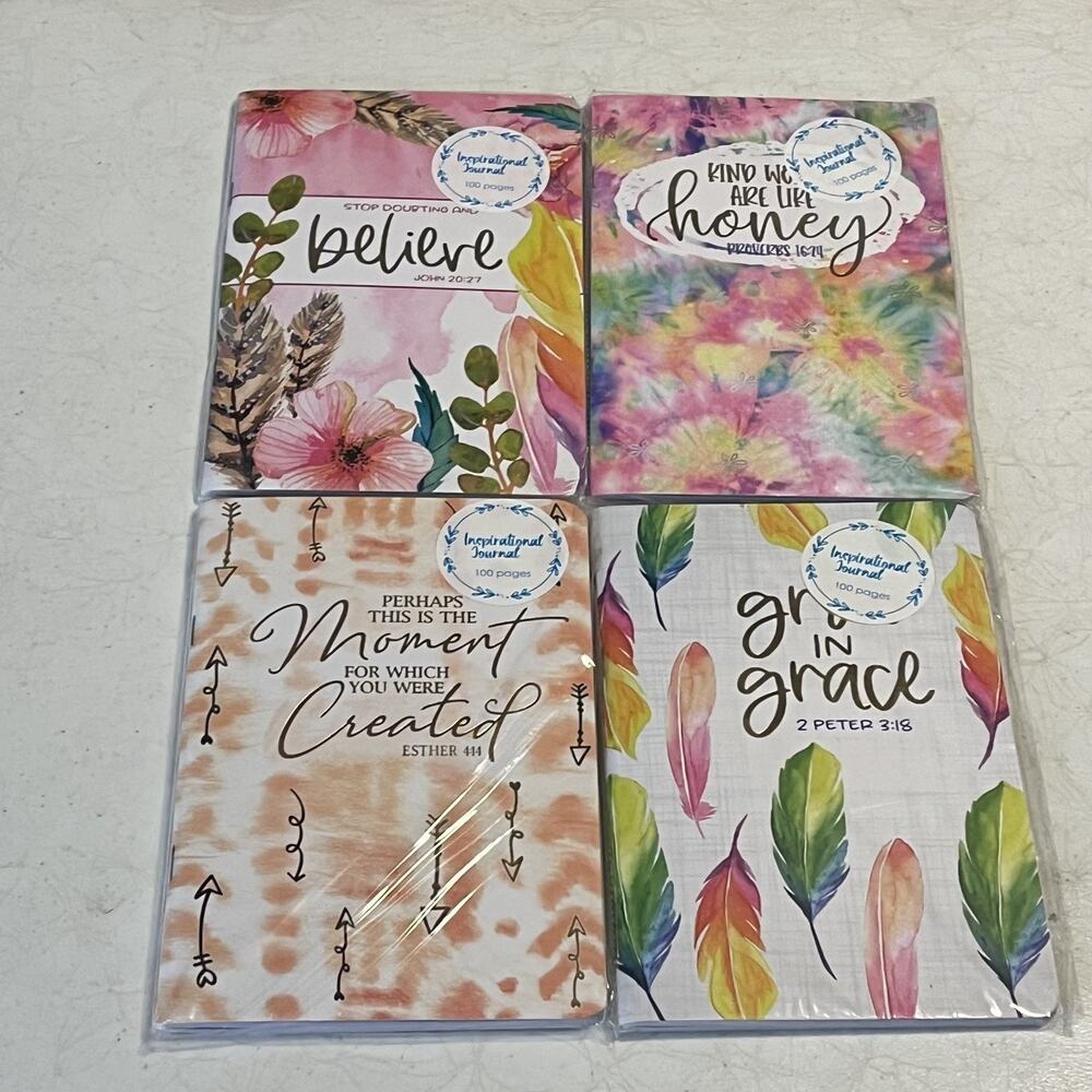 Crown Jewlz Inspirational Journals Colorful Patterns 100 Pages Each Set of Four